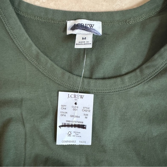 J Crew Olive Green Sleeveless Mixed Knit Midi Womens Size M Pockets Cotton - Picture 8 of 10